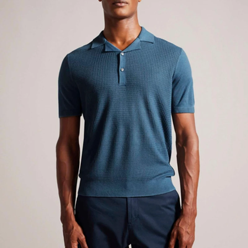 Image of Ted Baker Adio Textured Front Polo Shirt - Green Green S
