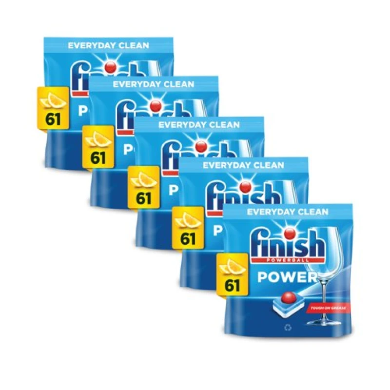 Image of Finish Finish Power All In One Dishwasher Tablets Lemon x61 Tabs Pack of 5 3311081CASE 3311081CASE