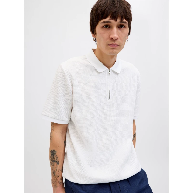Image of Jack and Jones Austin Zip Polo Mens White Classic male L