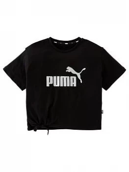 Puma Girls Essential Logo Silhouette Short Sleeve T-Shirt - Black, Size 9-10 Years, Women