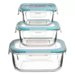 Image of Set of 3 Clip Top Rectangular Glass Boxes Clear