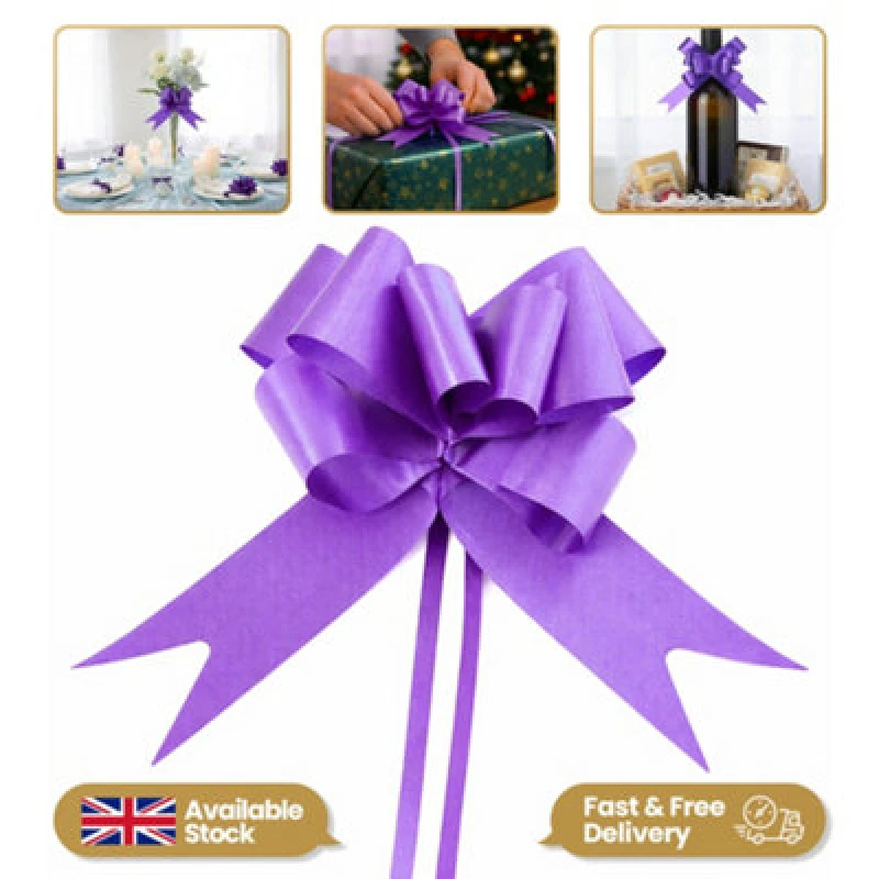 Image of Shatchi Large 30mm/3cm Ribbon Pull Bows Purple for All Occation Decoration , 10PK Purple unisex