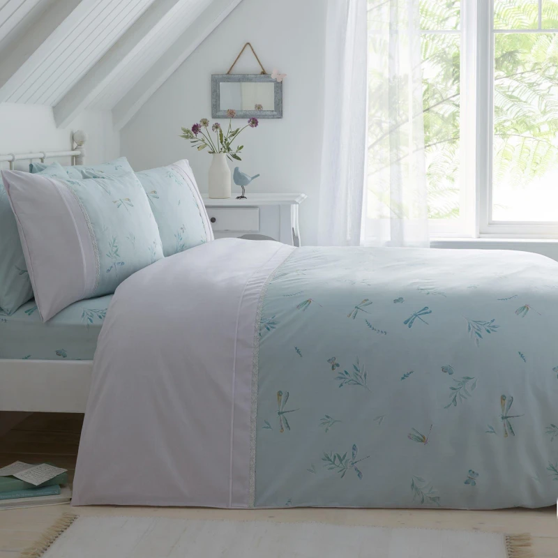 Image of Dreams and Drapes Decorative Fifi Duvet Cover Pillowcase Set Blue