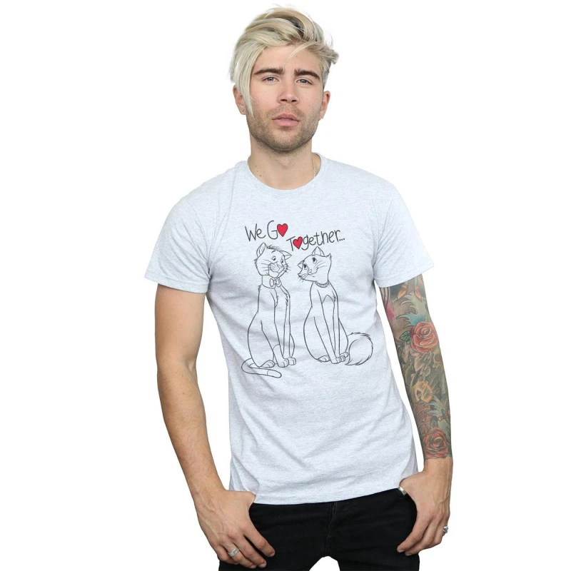 Image of Disney Men Aristocats We Go Together T-Shirt in Grey Size: Small Grey S Male 5059114280704