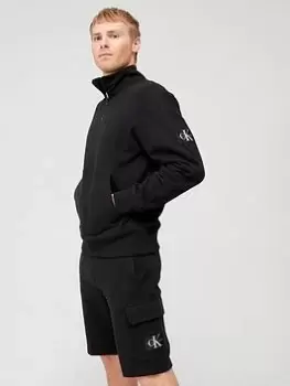 Image of Calvin Klein Jeans Badge Half Zip Sweat Top - Black Size M Men
