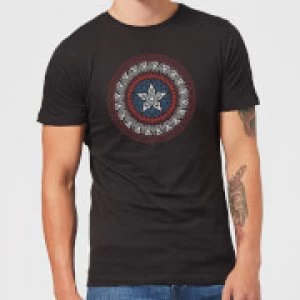 Image of Marvel Captain America Oriental Shield Mens T-Shirt - Black - XXL