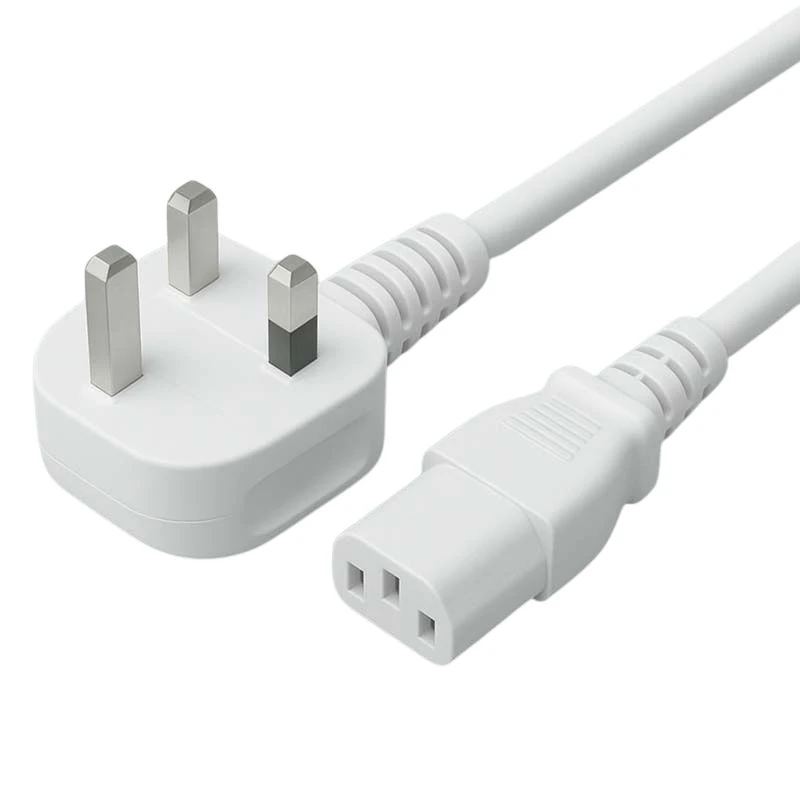 Image of FDL 1M 13A UK MAINS PLUG TO IEC C13 SOCKET - 1.0mm / 10A / WHITE