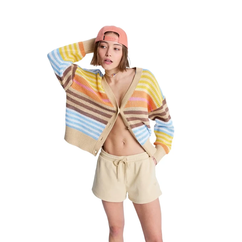Image of Roxy Womens Elastic Waist Shorts Roxy Surf Stoked Terry Beige Female XS