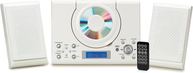 Image of Grouptronics HIFI with CD Player Radio & AUX IN Socket For Connecting Phone MP3 Player Tablet or IPod in White White Unisex