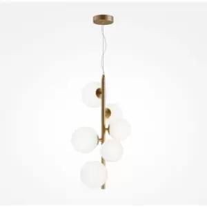 image of Maytoni Lighting - Maytoni Maytoni Dallas Modern 6 Light Globe Pendant Ceiling Light Gold, Matte White Shade, G9