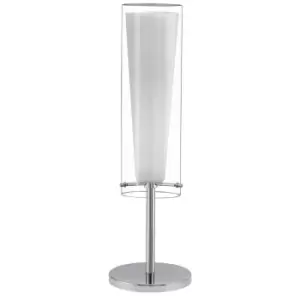 Image of Table Lamp Colour Chrome Shade Clear White Glass Glass Opal Matt Bulb E27 1x60W