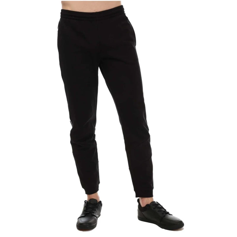 Image of Lacoste Mens Tape Logo Fleece Closed Hem Joggers Black male XL