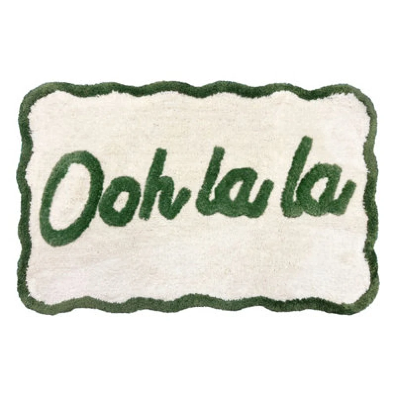 Image of Allure Bath Fashions Ooh La La Scalloped Slogan Bath Mat (Green)