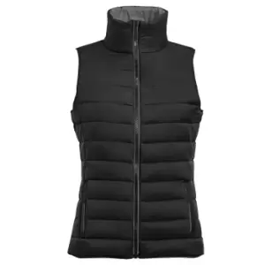 image of SOLS Womens/Ladies Wave Padded Water Repellent Bodywarmer/Gilet (M) (Black)