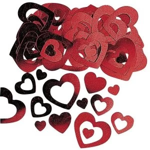 image of Amscan Hollow Hearts Confetti (Metallic Red)