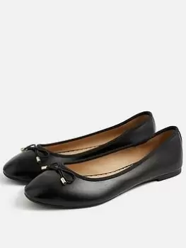 image of Accessorize Plain Pu Ballerina, Black, Size 37, Women