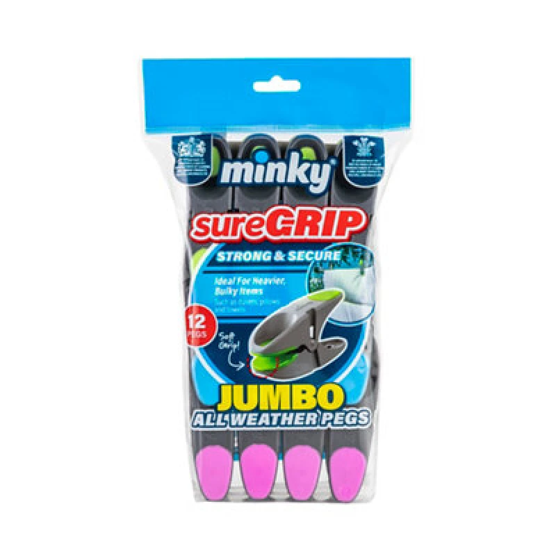 Image of Minky Pack of 12 Sure Grip Jumbo Pegs Blue