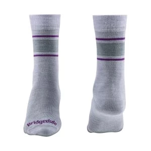 Image of Bridgedale EVERYDAY Sock / Liner Merino Performance Womens - Large Lt Grey / Purple