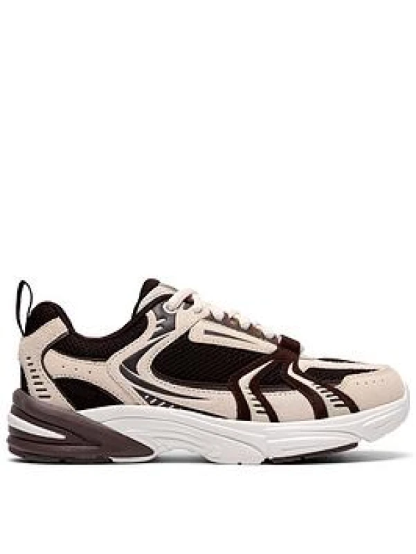 Image of Clarks Crafton Vibe Older Brown Combination Trainers, Lace Up Size: 3-Wide Fit Brown Unisex 3-Wide Fit