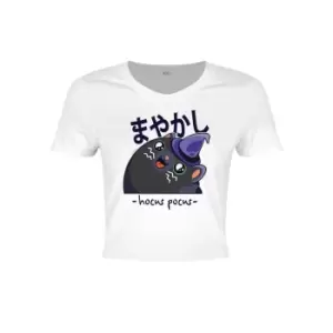Image of Kawaii Coven Womens/Ladies Hocus Pocus Crop Top (L) (White/Black)