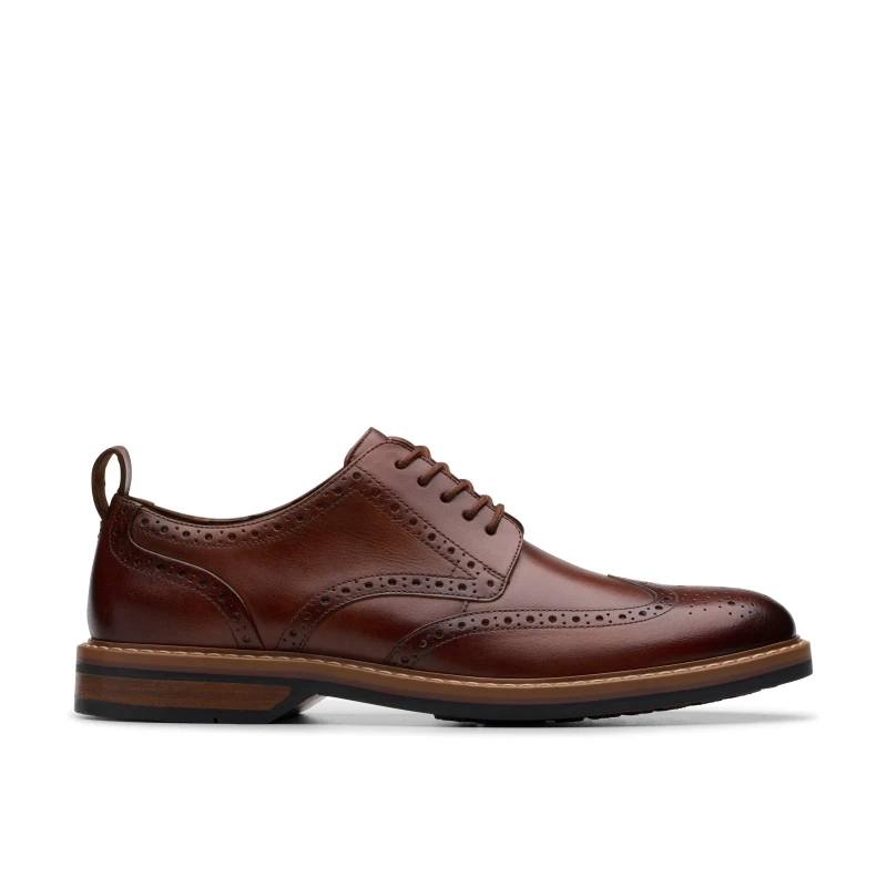 Image of Clarks Clarks Men Aldwin Limit Brogue Mid Tan Leather Lace Up,Brogues in Brown Size: 6-Standard Fit Brown 6-Standard Fit Male 5063090938818