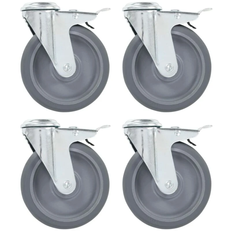 Image of VIDAXL Vidaxl - Bolt Hole Swivel Casters with Double Brakes 4 pcs 125mm 8718475720225
