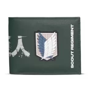Image of Attack On Titan Scout Regiment Logo Bi-Fold Wallet, Male, Green (Mw078560Att)