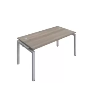 Image of Telescopic Sliding 1 Person Extension Bench with Cable Port and Silver Frame - 1600mm - Grey Oak