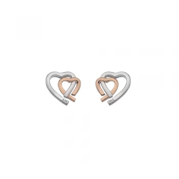 image of Hot Diamonds Silver & Rose Gold Plated Warm Heart Earrings DE532