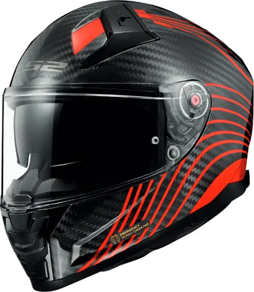 Image of LS2 FF811 Vector II Carbon Flux Glossy Red Full Face Helmet Size S