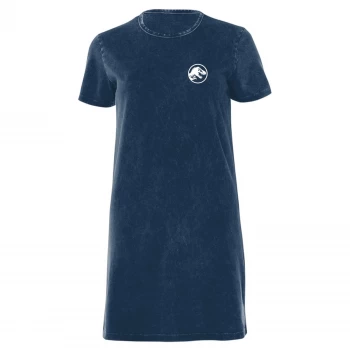 Jurassic Park White Womens T-Shirt Dress - Navy Acid Wash - L - Navy Acid Wash