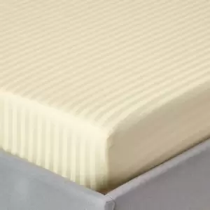 Image of Pastel Yellow Egyptian Cotton Satin Stripe Fitted Sheet 330 Thread Count, Double - Pastel Yellow - Pastel Yellow - Homescapes