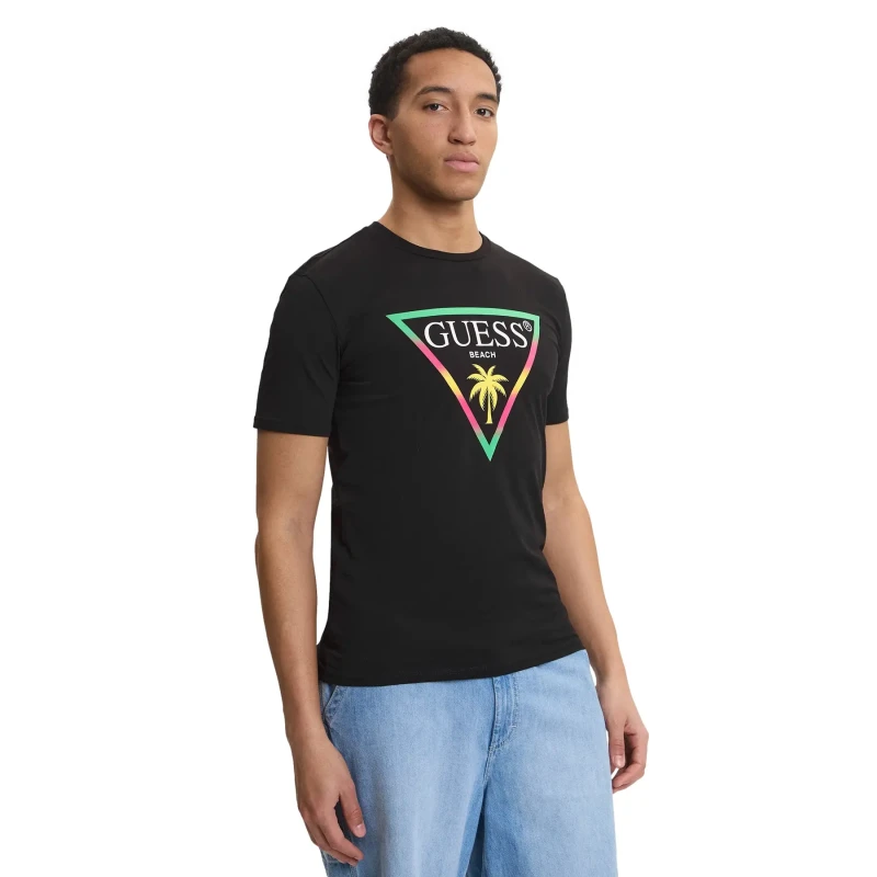 Image of Guess T-Shirt Guess New Triangle Palm Noir Male S