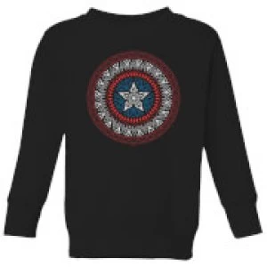 Image of Marvel Captain America Oriental Shield Kids Sweatshirt - Black - 11-12 Years