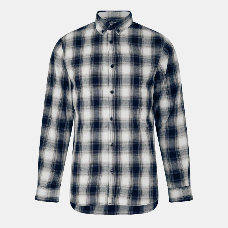 Image of Threadbare Mens Cheque Long-Sleeve Patterned Shirt Black male Small