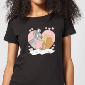 Disney Lady And The Tramp Love Womens T-Shirt - Black