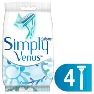 image of Gillette Simply Venus 2 Womens Disposable Razors 4 Count