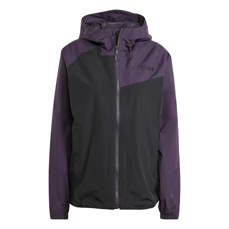Image of adidas Womens Water-Resistant Lightweight Rain Anorak Black female 10 (S)