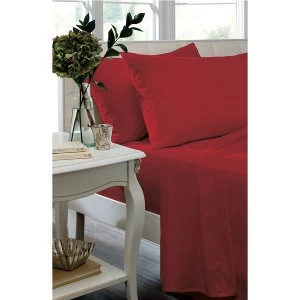 image of Catherine Lansfield Red Non-Iron Fitted Sheet - Double