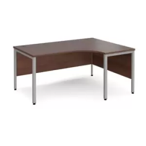 image of Office Desk Right Hand Corner Desk 1600mm Walnut Top With Silver Frame 1200mm Depth Maestro 25 MB16ERSW