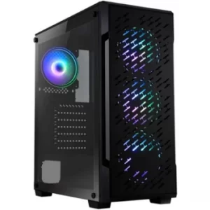 image of Spire Crossfire Gaming Case w/ Glass Window, ATX, 4 ARGB Fans (3 Front, 1 Back), LED Button, High Airflow Front, Mesh Top