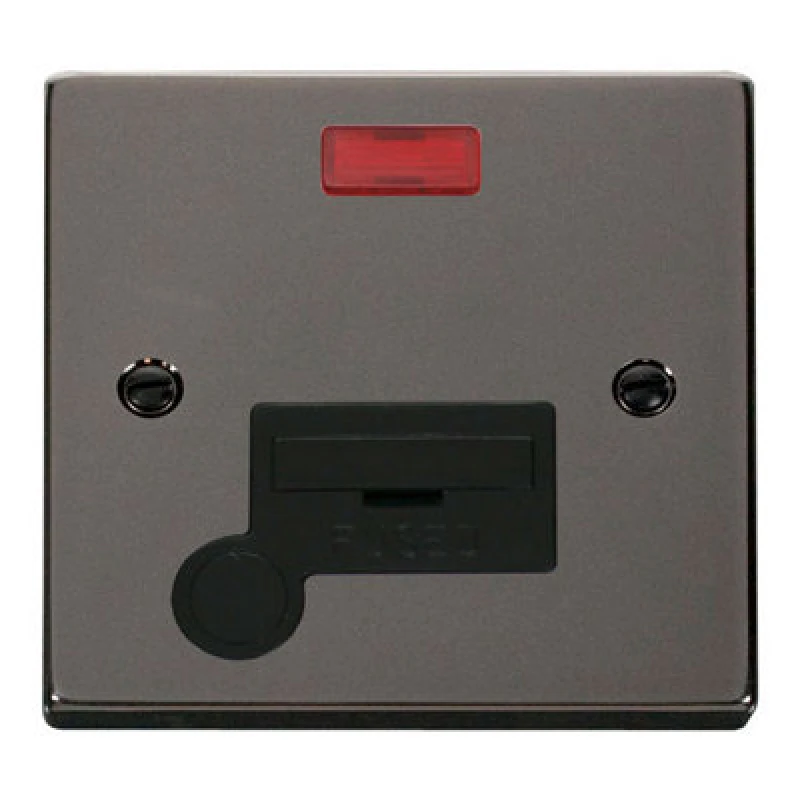 Image of SE Home Black Nickel 13A Fused Connection Unit With Neon With Flex Black