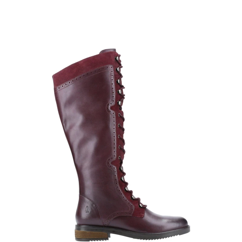 Image of Hush Puppies Womens Rudy Tall Lace Up Zip Knee High Boots - UK 4 Red female ES3515BUR4