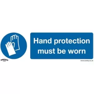 Image of SS6V10 Mandatory Safety Sign - Hand Protection Must Be Worn - Self-Adhesive Vinyl - Pack of 10 - Sealey