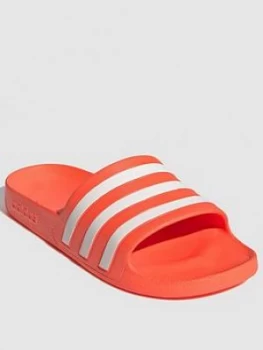 adidas Adilette Aqua - Red/White, Size 7, Women