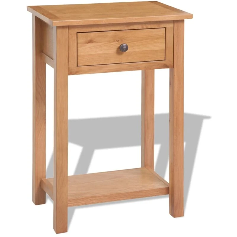 Image of vidaXL Solid Oak Wood Console Table Brown Home Furniture Telephone Stand Desk