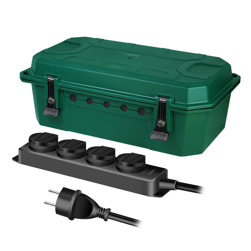 Image of LogiLink Outdoor Power Distribution Box. w/ 4 way outlet strip. IP54.