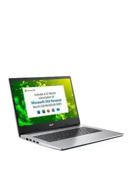 Image of Acer Aspire 1 A114-33 Laptop - 11.6" Hd, Intel Celeron, 4GB Ram, 64GB SSD, Microsoft 365 Personal Included (12 Months) - Silver - Laptop Only