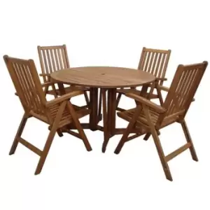 image of Royalcraft Henley Gateleg 120cm Round Dining Set with 4 Manhattan Recliner Armchairs