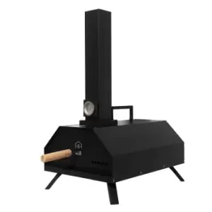 image of Haven Wood 11" Pizza Oven With Raincover And Pizza Paddle - Black